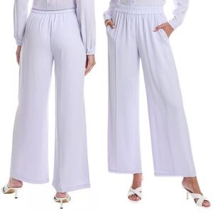 Eileen Fisher Silk Georgette Crepe Elastic Waist Wide Leg Pleated Pants Size XXS
